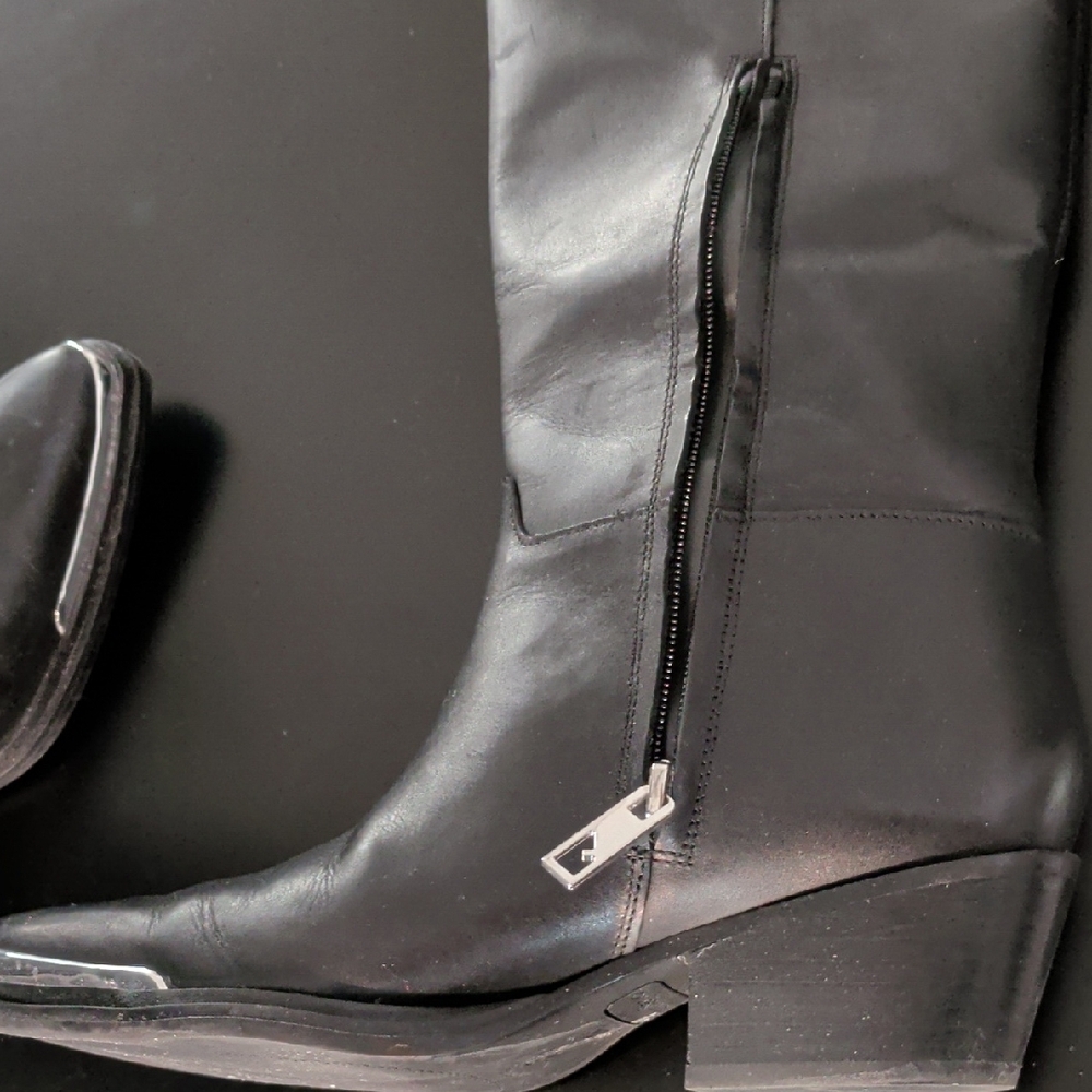 Franco Sarto Billie Black Heeled Boots Medium Width - Picture 4 of 8